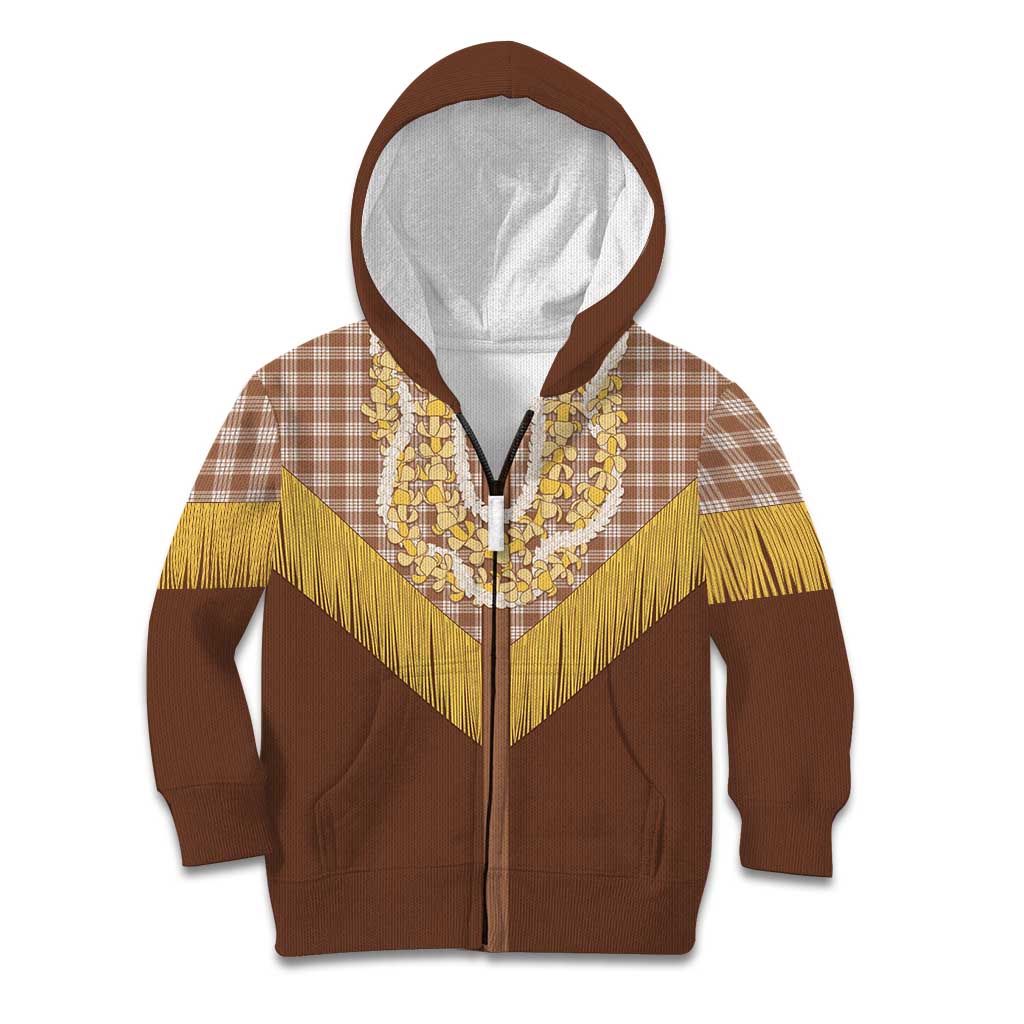 Aloha Hawaii Cowboy Custome Kid Hoodie Puakenikeni Lei Palaka Tassel Style - Polynesian Pride