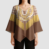 Aloha Hawaii Cowboy Custome Kimono Sleeve Blouse Puakenikeni Lei Palaka Tassel Style - Polynesian Pride