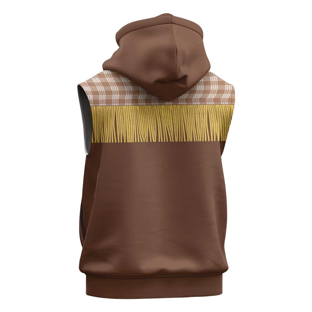 Aloha Hawaii Cowboy Custome Sleeveless Zip Hoodie Puakenikeni Lei Palaka Tassel Style - Polynesian Pride