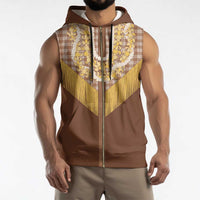 Aloha Hawaii Cowboy Custome Sleeveless Zip Hoodie Puakenikeni Lei Palaka Tassel Style - Polynesian Pride