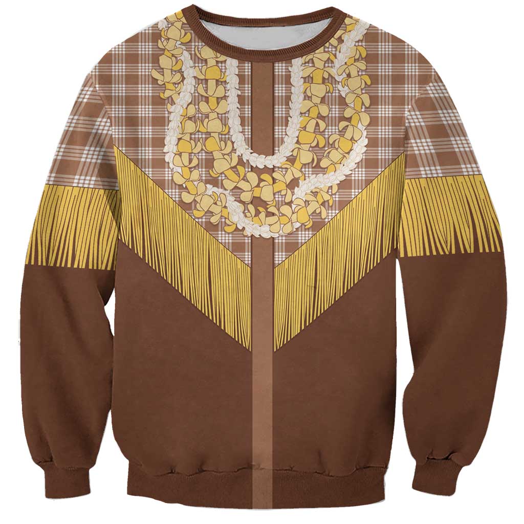 Aloha Hawaii Cowboy Custome Sweatshirt Puakenikeni Lei Palaka Tassel Style - Polynesian Pride