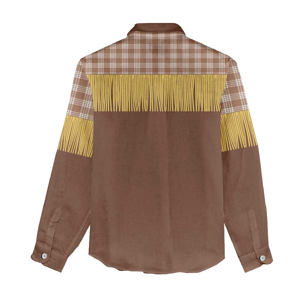 Aloha Hawaii Cowboy Custome Women Casual Shirt Puakenikeni Lei Palaka Tassel Style - Polynesian Pride