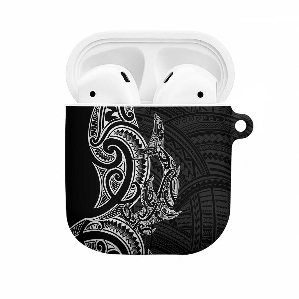 New Zealand Hammerhead Shark AirPods Case Maori Haehae Mangopare Black - Polynesian Pride