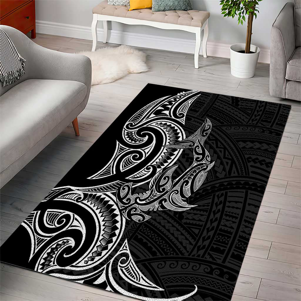 New Zealand Hammerhead Shark Area Rug Maori Haehae Mangopare Black - Polynesian Pride