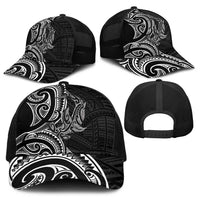 New Zealand Hammerhead Shark Baseball Net Cap Maori Haehae Mangopare Black - Polynesian Pride
