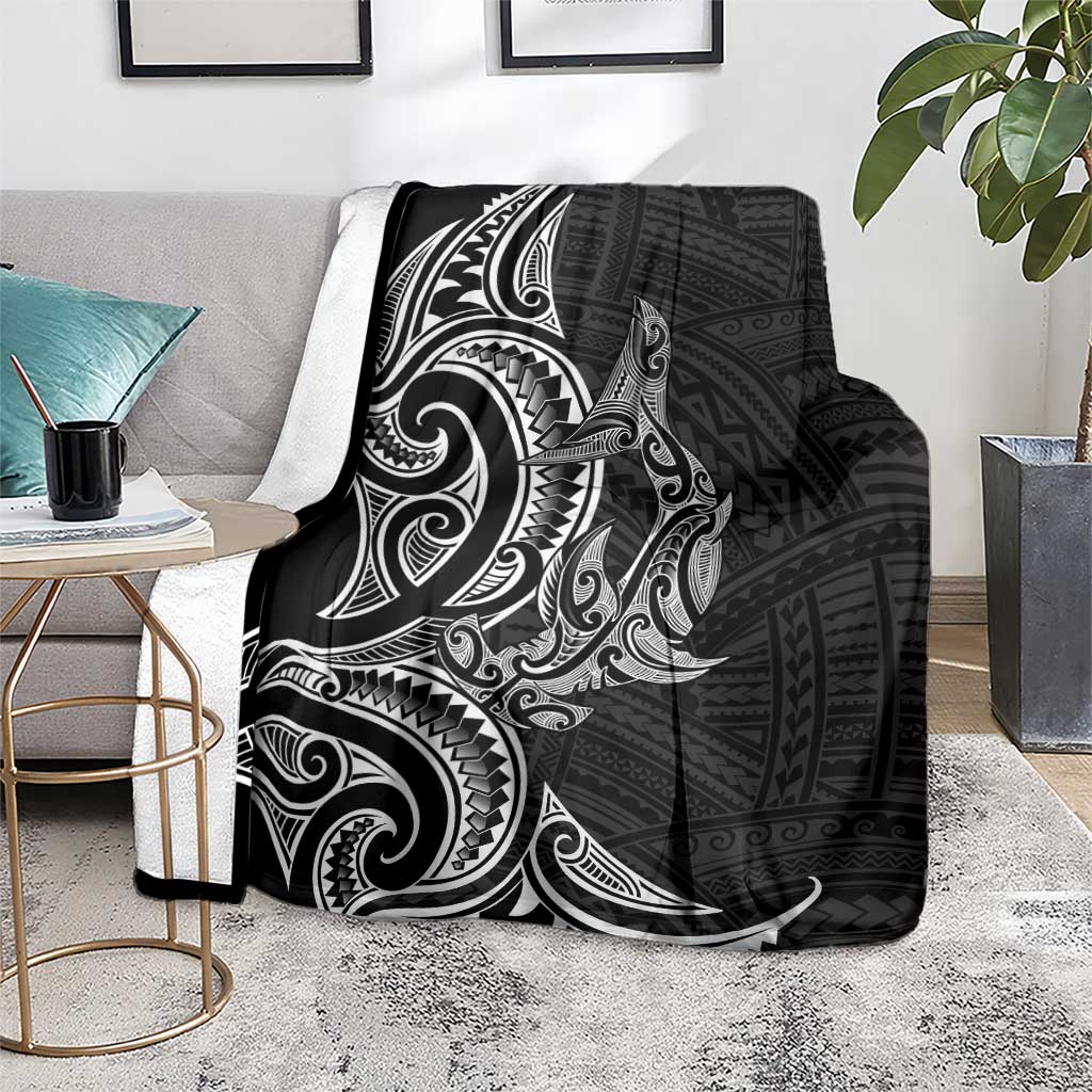 New Zealand Hammerhead Shark Blanket Maori Haehae Mangopare Black - Polynesian Pride