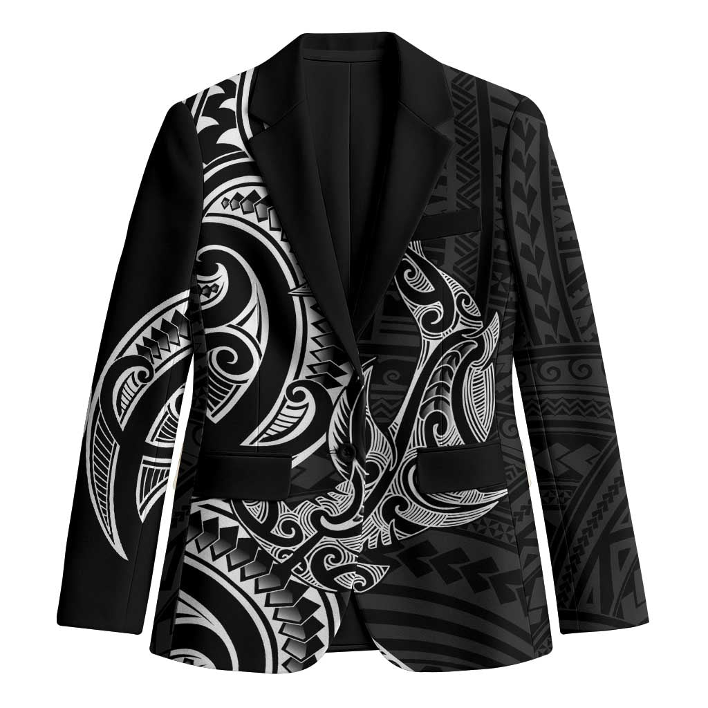 New Zealand Hammerhead Shark Blazer Maori Haehae Mangopare Black - Polynesian Pride