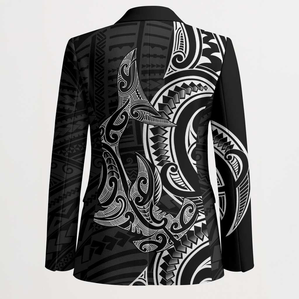 New Zealand Hammerhead Shark Blazer Maori Haehae Mangopare Black - Polynesian Pride