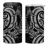 New Zealand Hammerhead Shark 4 in 1 Can Cooler Tumbler Maori Haehae Mangopare Black - Polynesian Pride