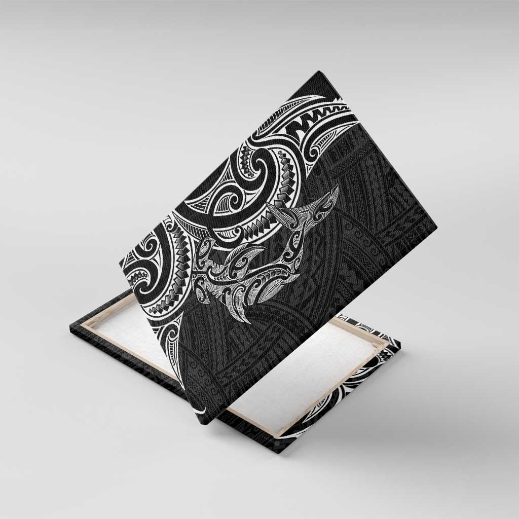 New Zealand Hammerhead Shark Canvas Wall Art Maori Haehae Mangopare Black - Polynesian Pride