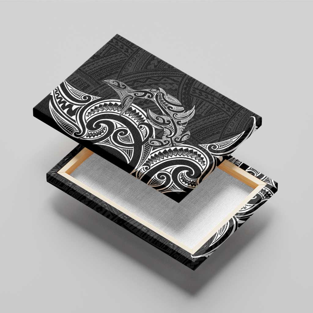 New Zealand Hammerhead Shark Canvas Wall Art Maori Haehae Mangopare Black - Polynesian Pride