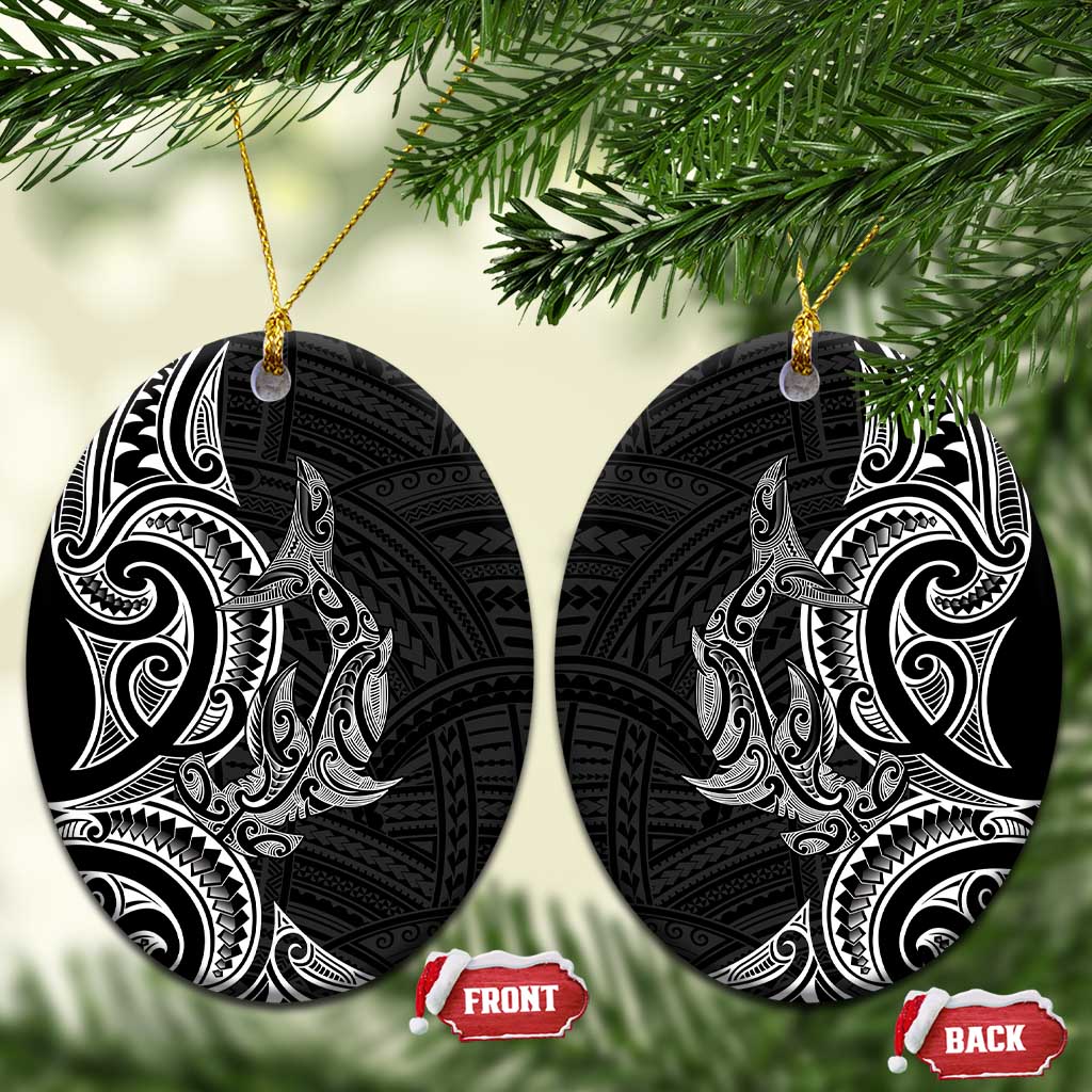 New Zealand Hammerhead Shark Ceramic Ornament Maori Haehae Mangopare Black - Polynesian Pride