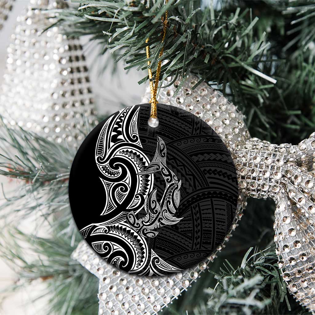 New Zealand Hammerhead Shark Ceramic Ornament Maori Haehae Mangopare Black - Polynesian Pride