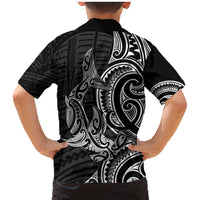 New Zealand Hammerhead Shark Family Matching Mermaid Dress and Hawaiian Shirt Maori Haehae Mangopare Black - Polynesian Pride