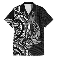 New Zealand Hammerhead Shark Family Matching Mermaid Dress and Hawaiian Shirt Maori Haehae Mangopare Black - Polynesian Pride