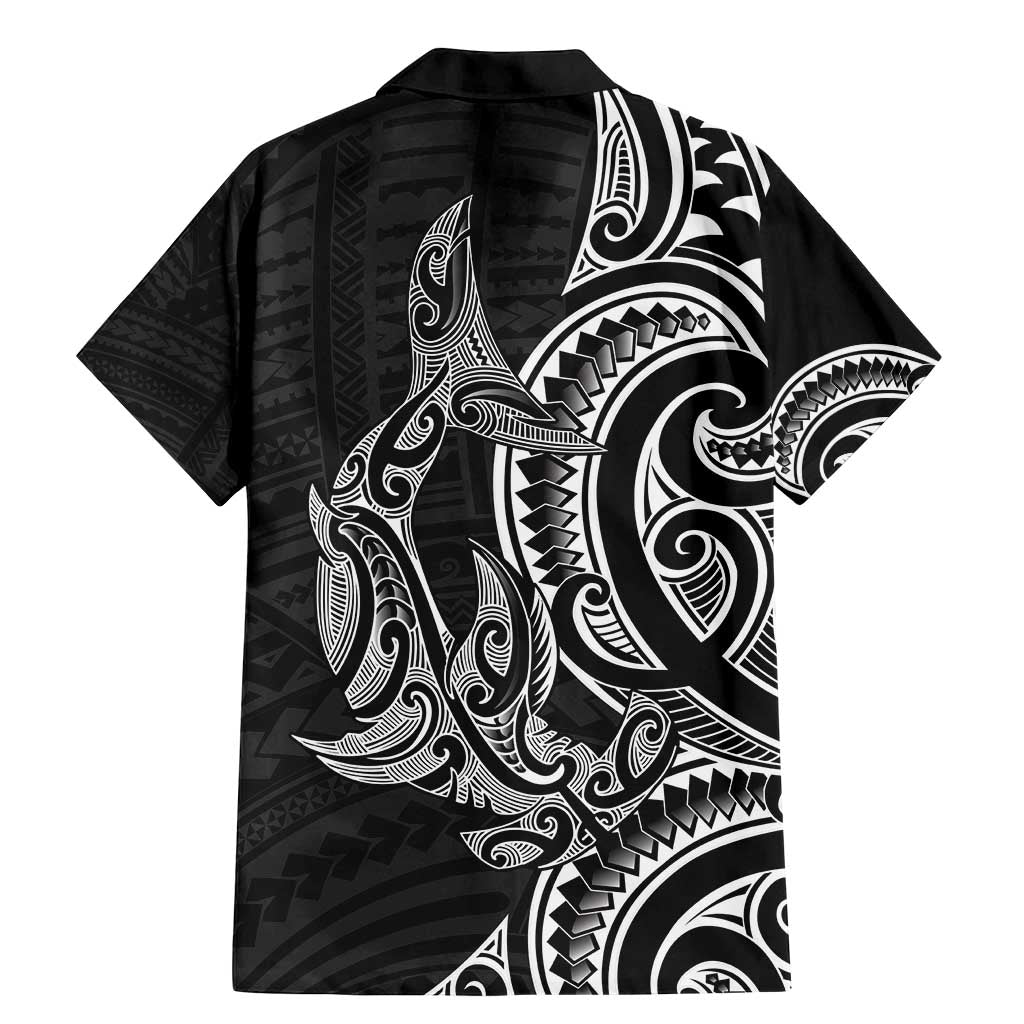New Zealand Hammerhead Shark Family Matching Mermaid Dress and Hawaiian Shirt Maori Haehae Mangopare Black - Polynesian Pride