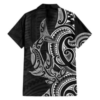 New Zealand Hammerhead Shark Family Matching Off Shoulder Maxi Dress and Hawaiian Shirt Maori Haehae Mangopare Black - Polynesian Pride
