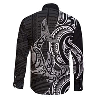 New Zealand Hammerhead Shark Family Matching Puletasi and Hawaiian Shirt Maori Haehae Mangopare Black - Polynesian Pride