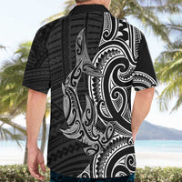 New Zealand Hammerhead Shark Hawaiian Shirt Maori Haehae Mangopare Black - Polynesian Pride