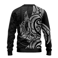 New Zealand Hammerhead Shark Ugly Christmas Sweater Maori Haehae Mangopare Black - Polynesian Pride