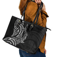 New Zealand Hammerhead Shark Leather Tote Bag Maori Haehae Mangopare Black - Polynesian Pride