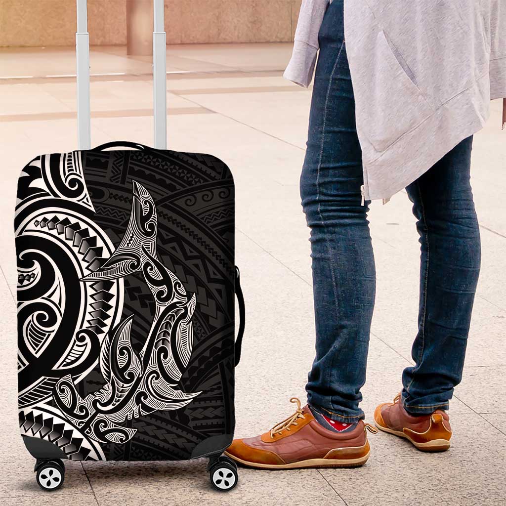 New Zealand Hammerhead Shark Luggage Cover Maori Haehae Mangopare Black - Polynesian Pride