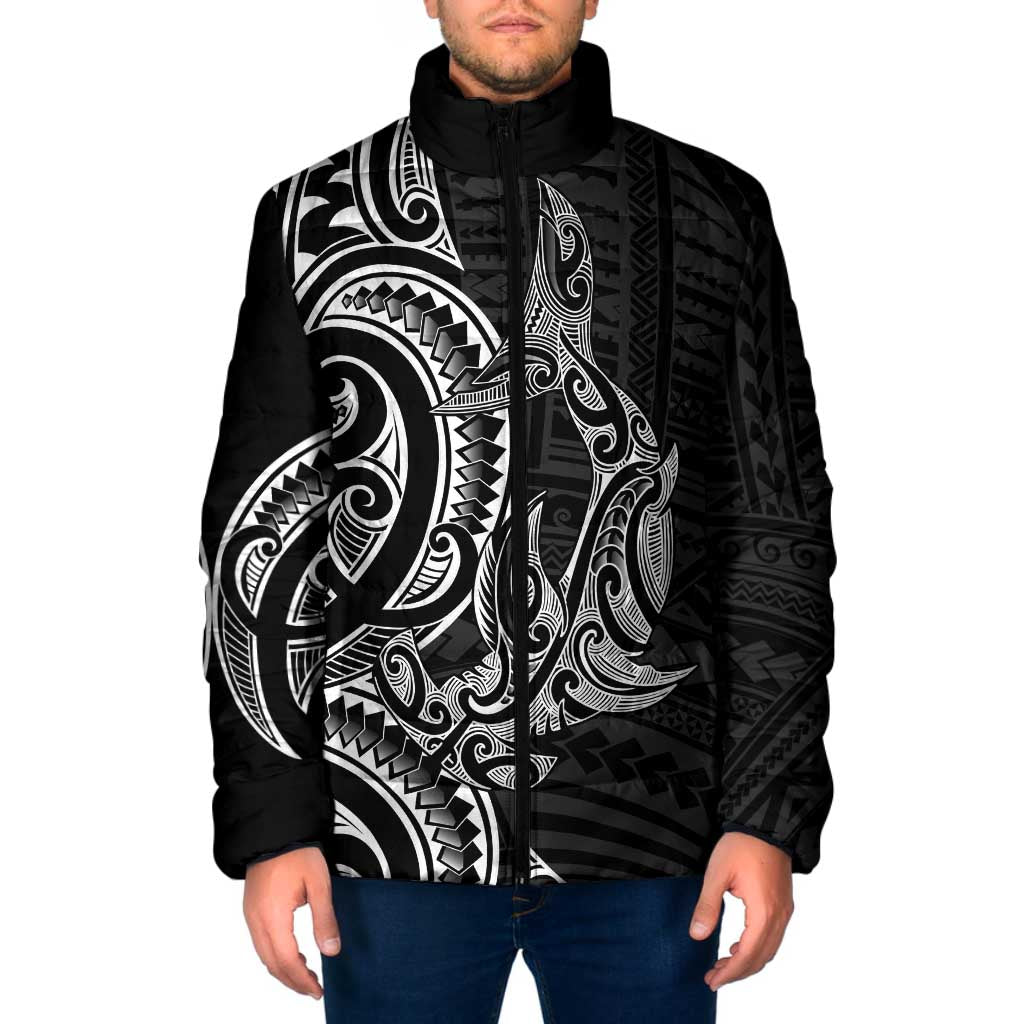 New Zealand Hammerhead Shark Padded Jacket Maori Haehae Mangopare Black LT14 Men Black - Polynesian Pride