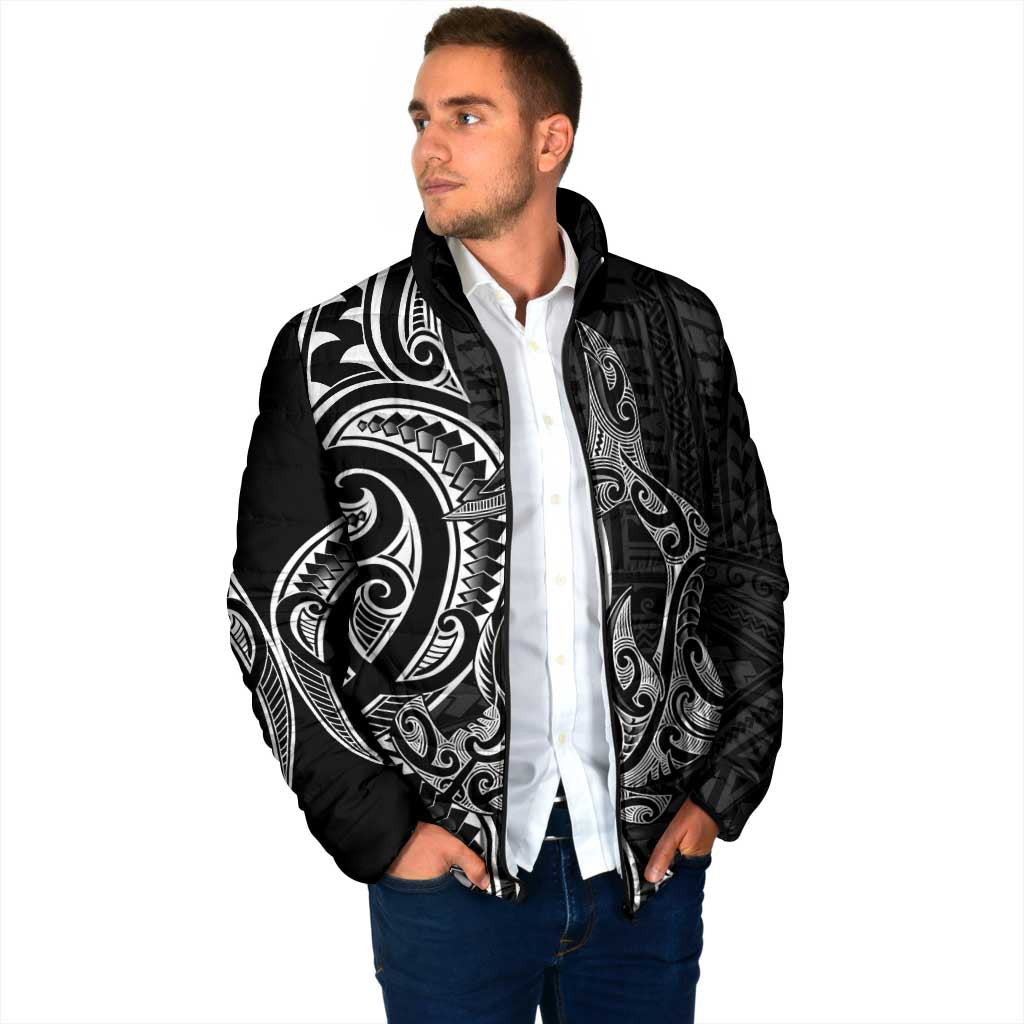 New Zealand Hammerhead Shark Padded Jacket Maori Haehae Mangopare Black LT14 - Polynesian Pride