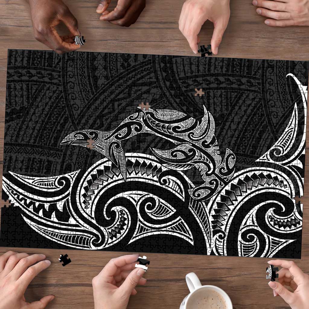New Zealand Hammerhead Shark Puzzle Maori Haehae Mangopare Black LT14 - Polynesian Pride