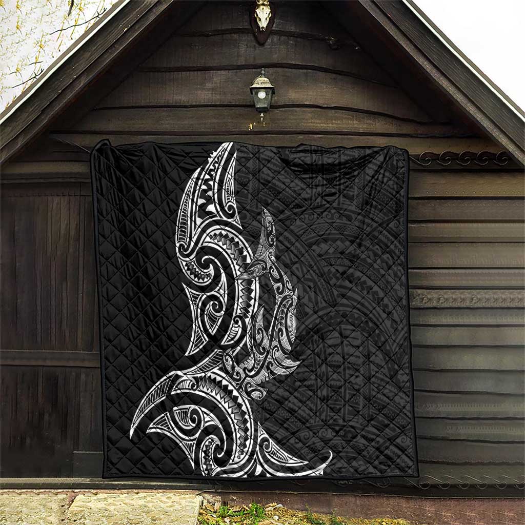 New Zealand Hammerhead Shark Quilt Maori Haehae Mangopare Black - Polynesian Pride