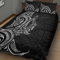 New Zealand Hammerhead Shark Quilt Bed Set Maori Haehae Mangopare Black - Polynesian Pride