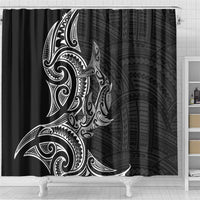 New Zealand Hammerhead Shark Shower Curtain Maori Haehae Mangopare Black - Polynesian Pride