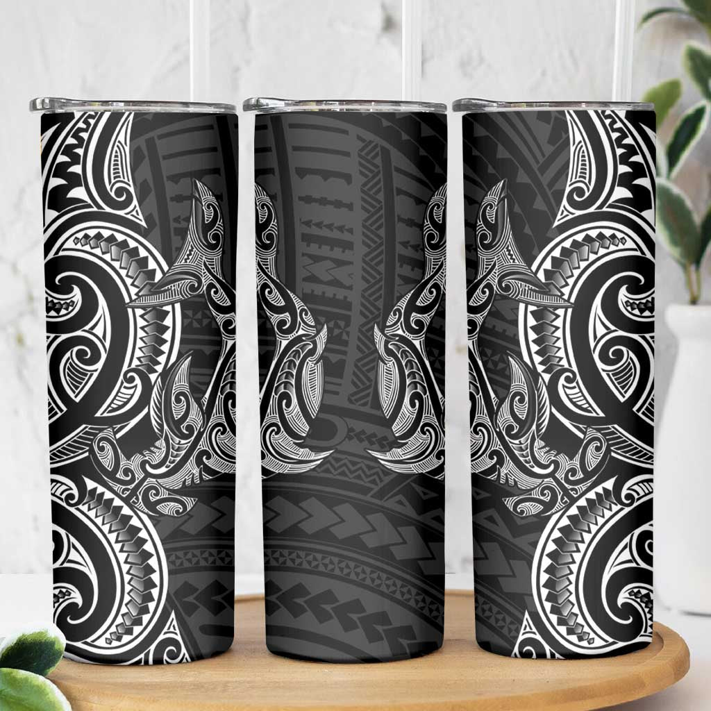 New Zealand Hammerhead Shark Skinny Tumbler Maori Haehae Mangopare Black - Polynesian Pride