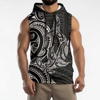 New Zealand Hammerhead Shark Sleeveless Hoodie Maori Haehae Mangopare Black LT14 - Polynesian Pride