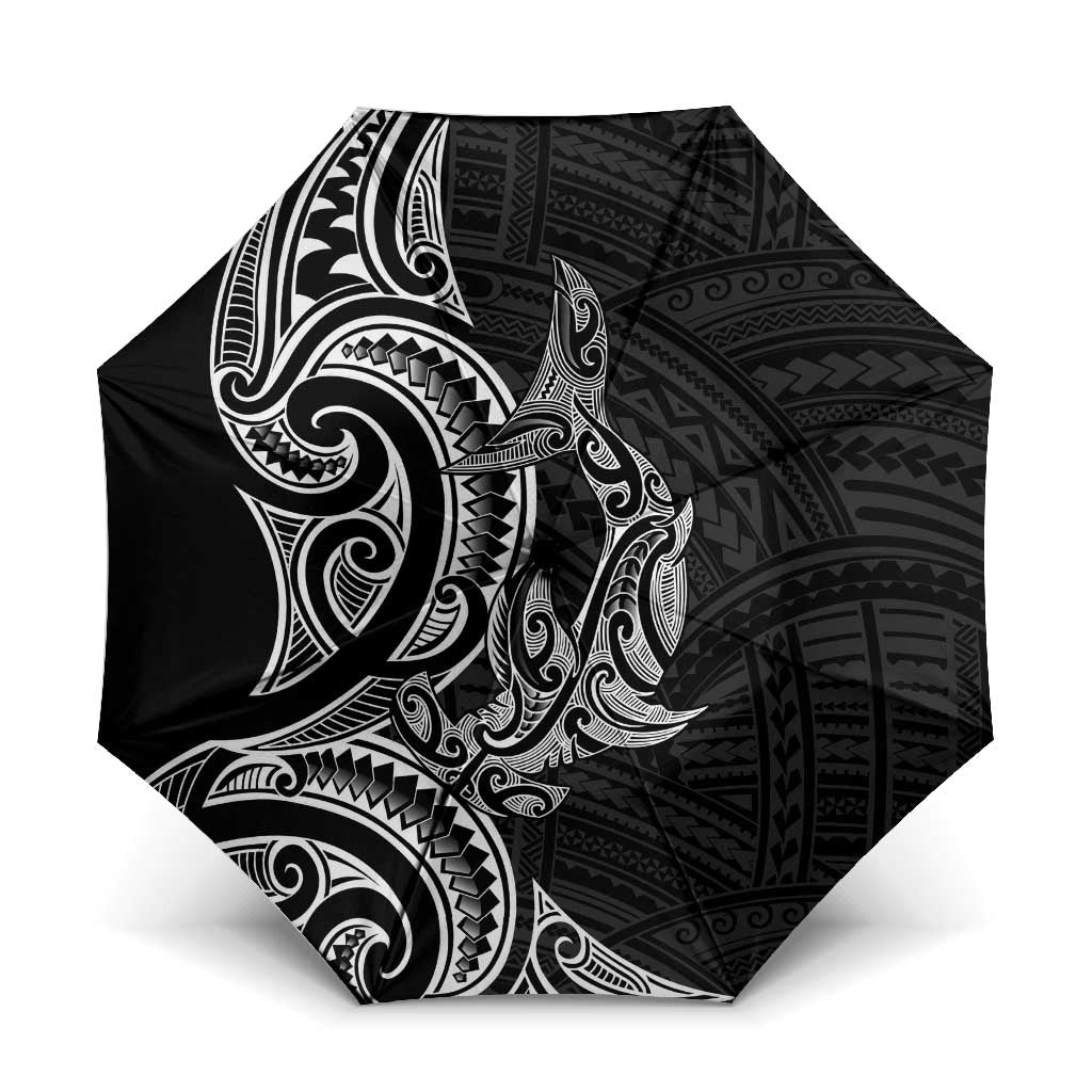 New Zealand Hammerhead Shark Umbrella Maori Haehae Mangopare Black - Polynesian Pride