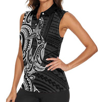 New Zealand Hammerhead Shark Women Sleeveless Polo Shirt Maori Haehae Mangopare Black - Polynesian Pride