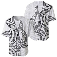 New Zealand Hammerhead Shark Baseball Jersey Maori Haehae Mangopare White - Polynesian Pride