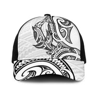New Zealand Hammerhead Shark Baseball Net Cap Maori Haehae Mangopare White - Polynesian Pride