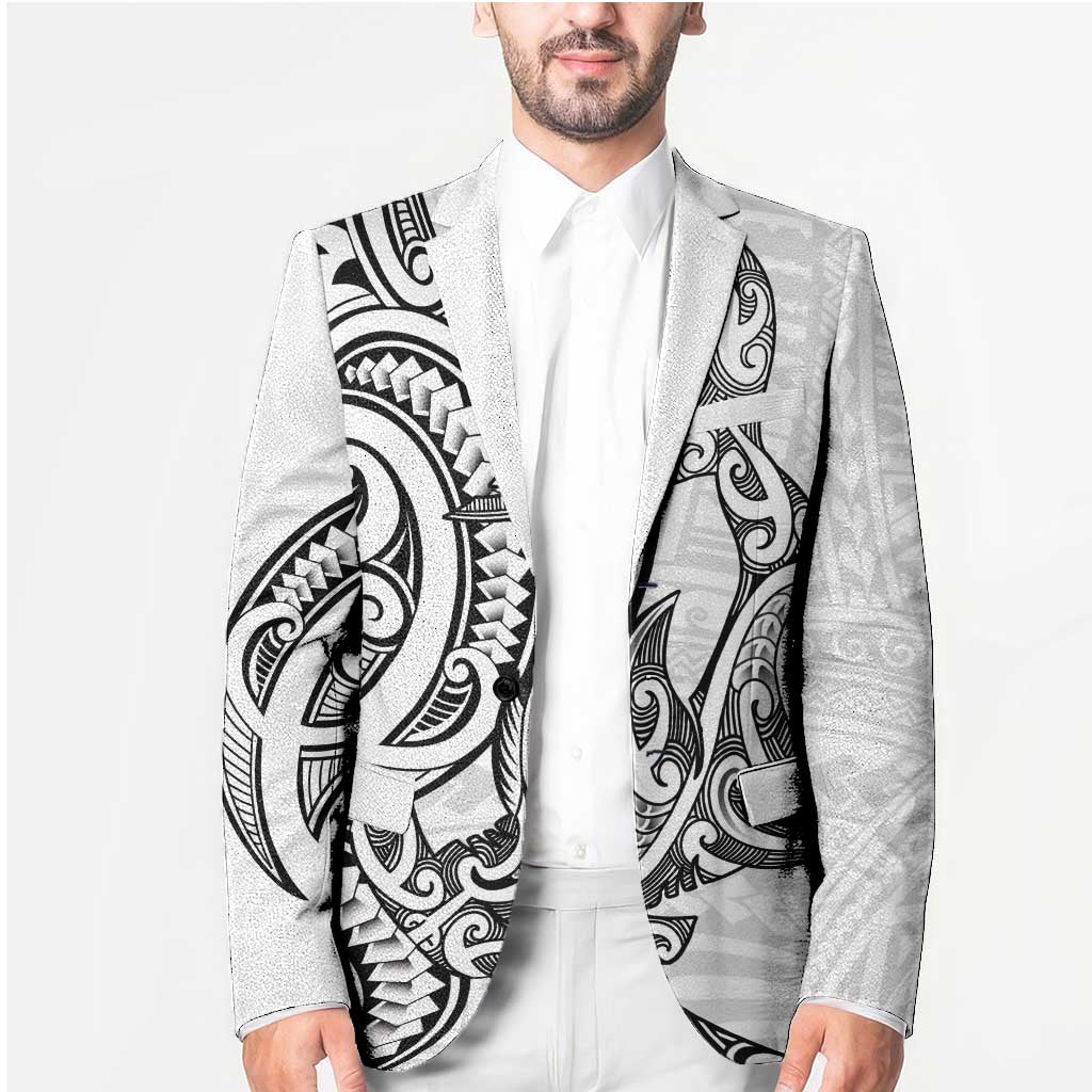 New Zealand Hammerhead Shark Blazer Maori Haehae Mangopare White - Polynesian Pride