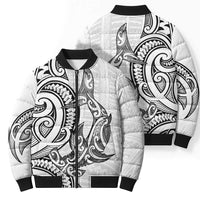 New Zealand Hammerhead Shark Bomber Puffer Jacket Maori Haehae Mangopare White - Polynesian Pride