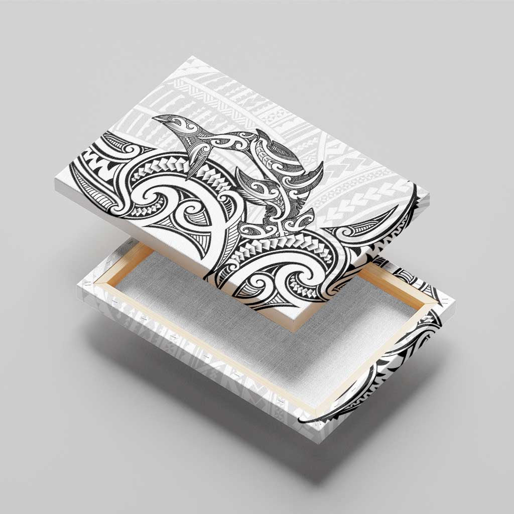 New Zealand Hammerhead Shark Canvas Wall Art Maori Haehae Mangopare White - Polynesian Pride