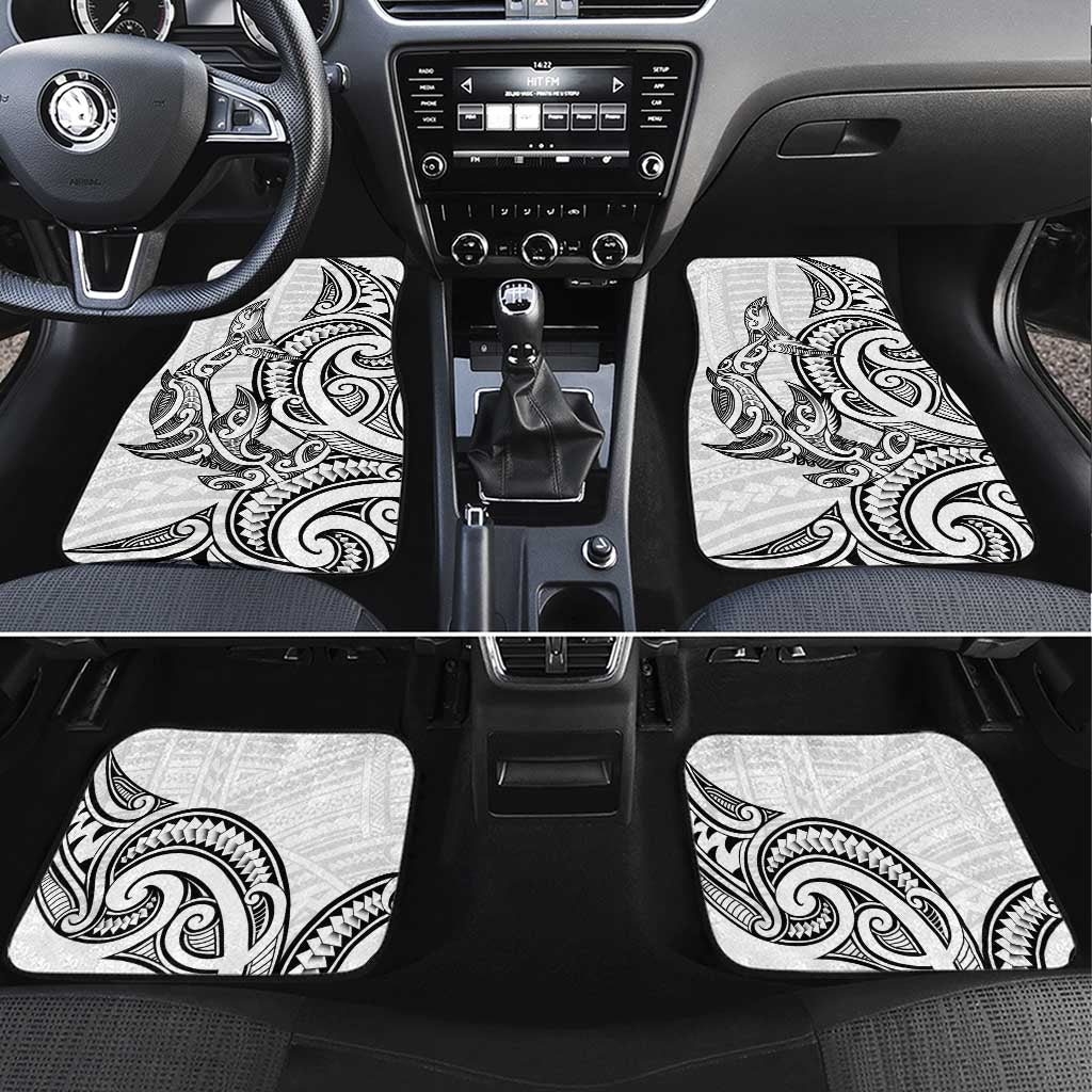New Zealand Hammerhead Shark Car Mats Maori Haehae Mangopare White - Polynesian Pride