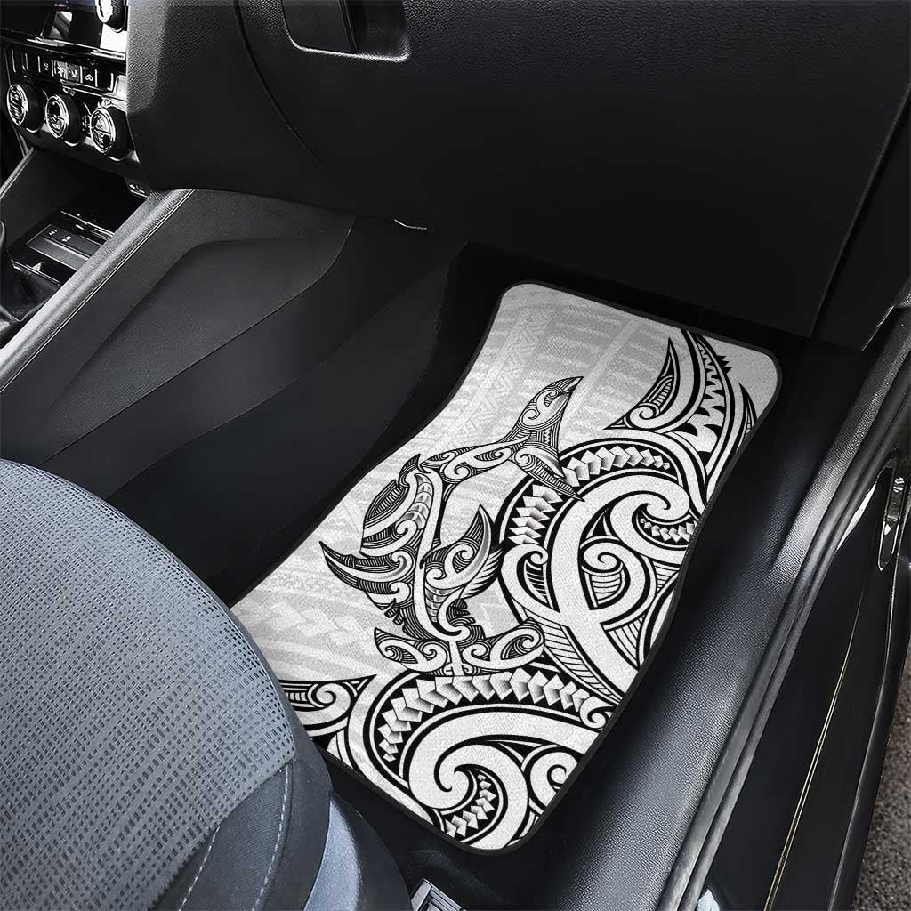 New Zealand Hammerhead Shark Car Mats Maori Haehae Mangopare White - Polynesian Pride