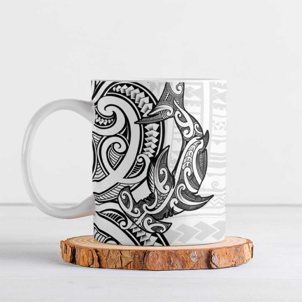 New Zealand Hammerhead Shark Ceramic Mug Maori Haehae Mangopare White - Polynesian Pride