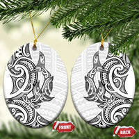 New Zealand Hammerhead Shark Ceramic Ornament Maori Haehae Mangopare White - Polynesian Pride