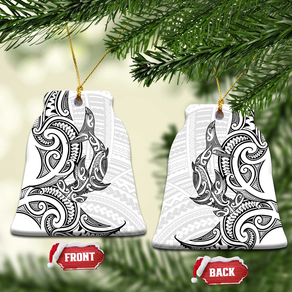 New Zealand Hammerhead Shark Ceramic Ornament Maori Haehae Mangopare White - Polynesian Pride