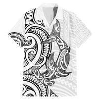 New Zealand Hammerhead Shark Family Matching Mermaid Dress and Hawaiian Shirt Maori Haehae Mangopare White - Polynesian Pride