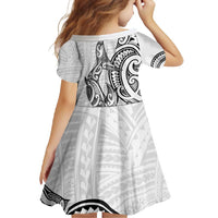 New Zealand Hammerhead Shark Family Matching Short Sleeve Bodycon Dress and Hawaiian Shirt Maori Haehae Mangopare White - Polynesian Pride