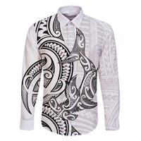 New Zealand Hammerhead Shark Family Matching Tank Maxi Dress and Hawaiian Shirt Maori Haehae Mangopare White - Polynesian Pride