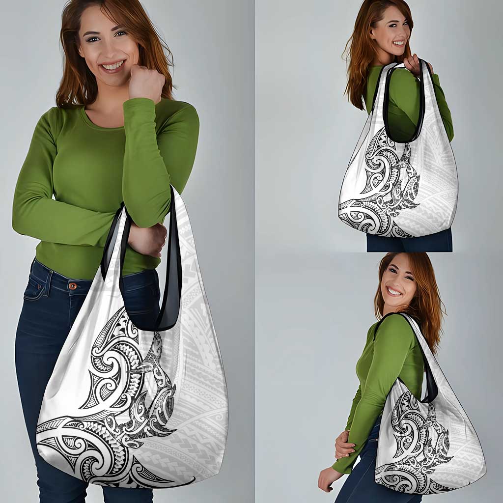 New Zealand Hammerhead Shark Grocery Bag Maori Haehae Mangopare White - Polynesian Pride